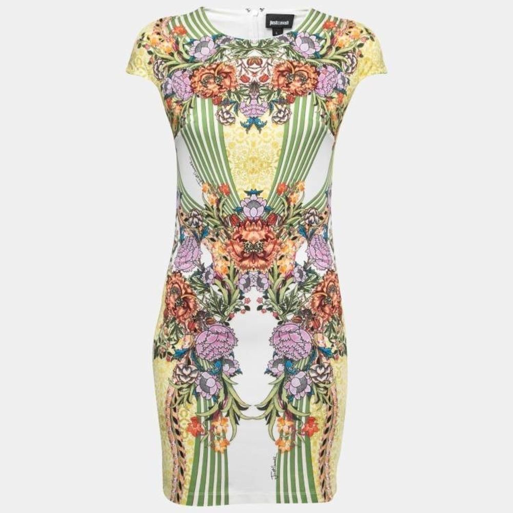 NWT Just Cavalli Gorgeous Rare Animal Floral Print Mini Bodycon Dress size XS - Picture 3 of 16